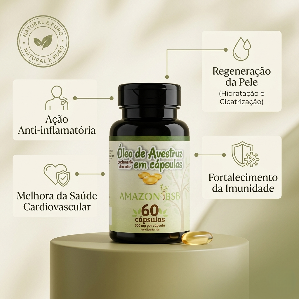 Quatro benefícios do Óleo de Avestruz: ação anti-inflamatória, regeneração da pele, saúde cardiovascular e imunidade