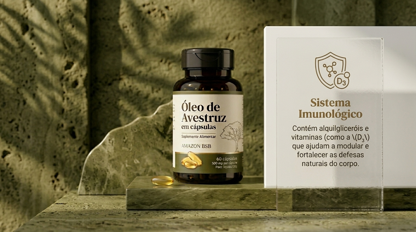 Óleo de Avestruz Amazon BSB com benefício para o sistema imunológico  alquilgliceróis e vitamina D₃